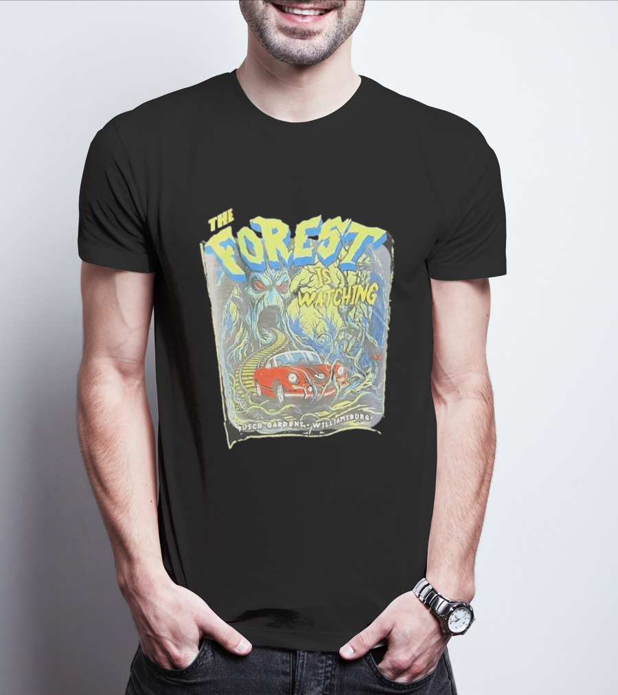 The Forest Is Ing Busch Gardens Williamsburg Red Car And Creepy Trees T-Shirt