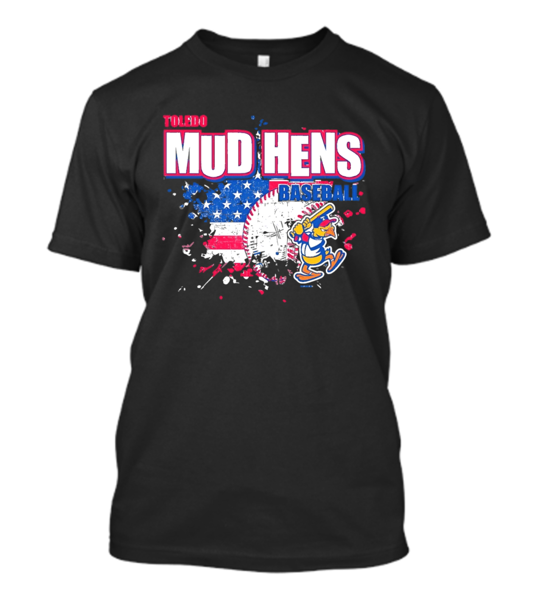 Toledo Mud Hens American Flag Splatter Baseball T-Shirt