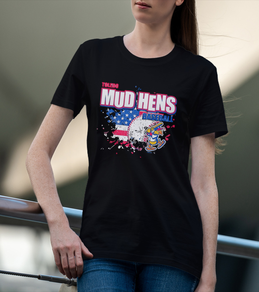 Toledo Mud Hens American Flag Splatter Baseball T-Shirt