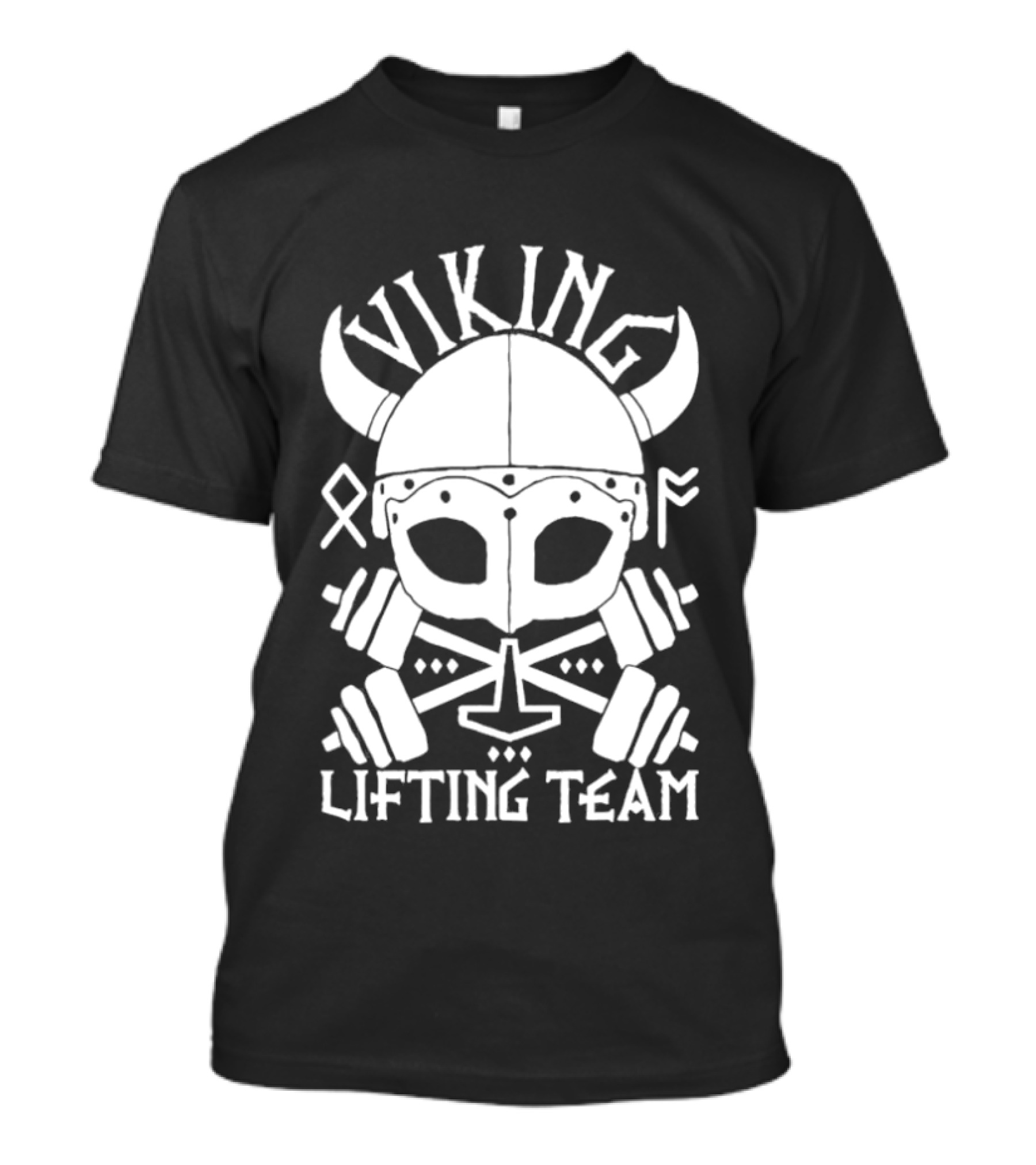 Viking Lifting Team Skull With Barbell And Helmet T-Shirt