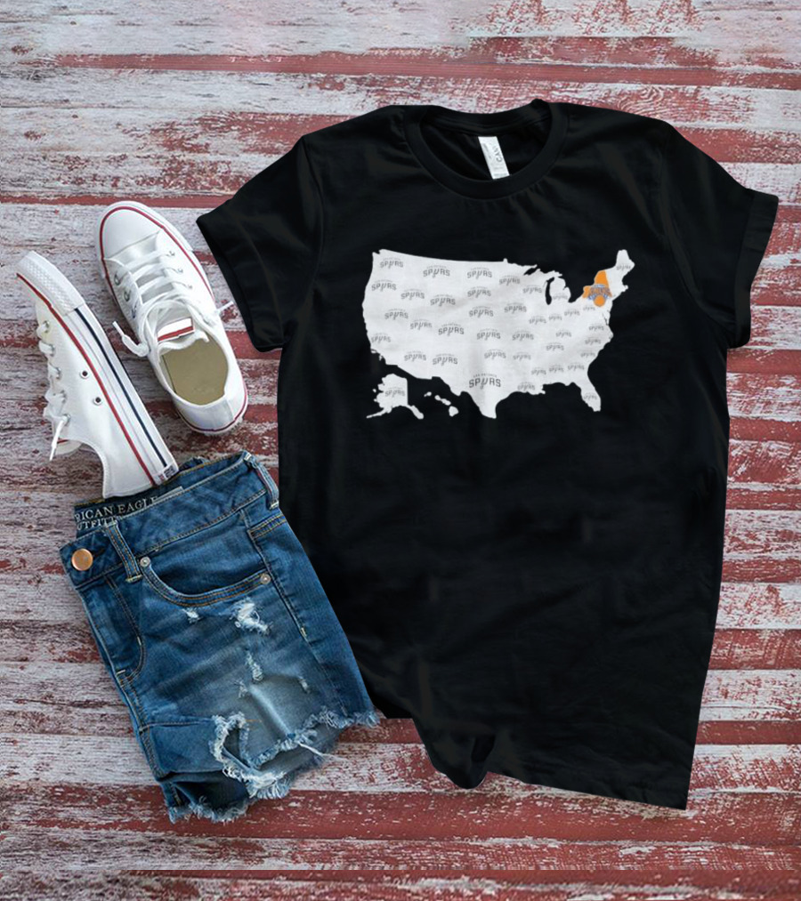America Spurs New York Knicks US Map Basketball Team Representation T-Shirt