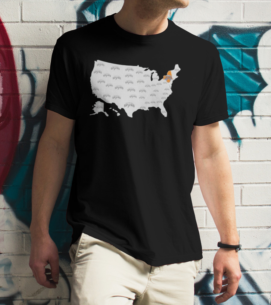 America Spurs New York Knicks US Map Basketball Team Representation T-Shirt