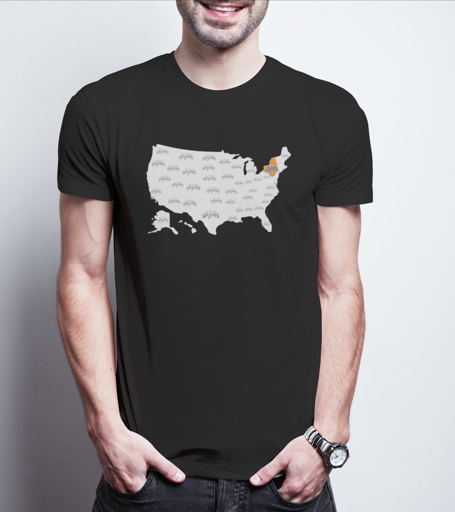 America Spurs New York Knicks US Map Basketball Team Representation T-Shirt