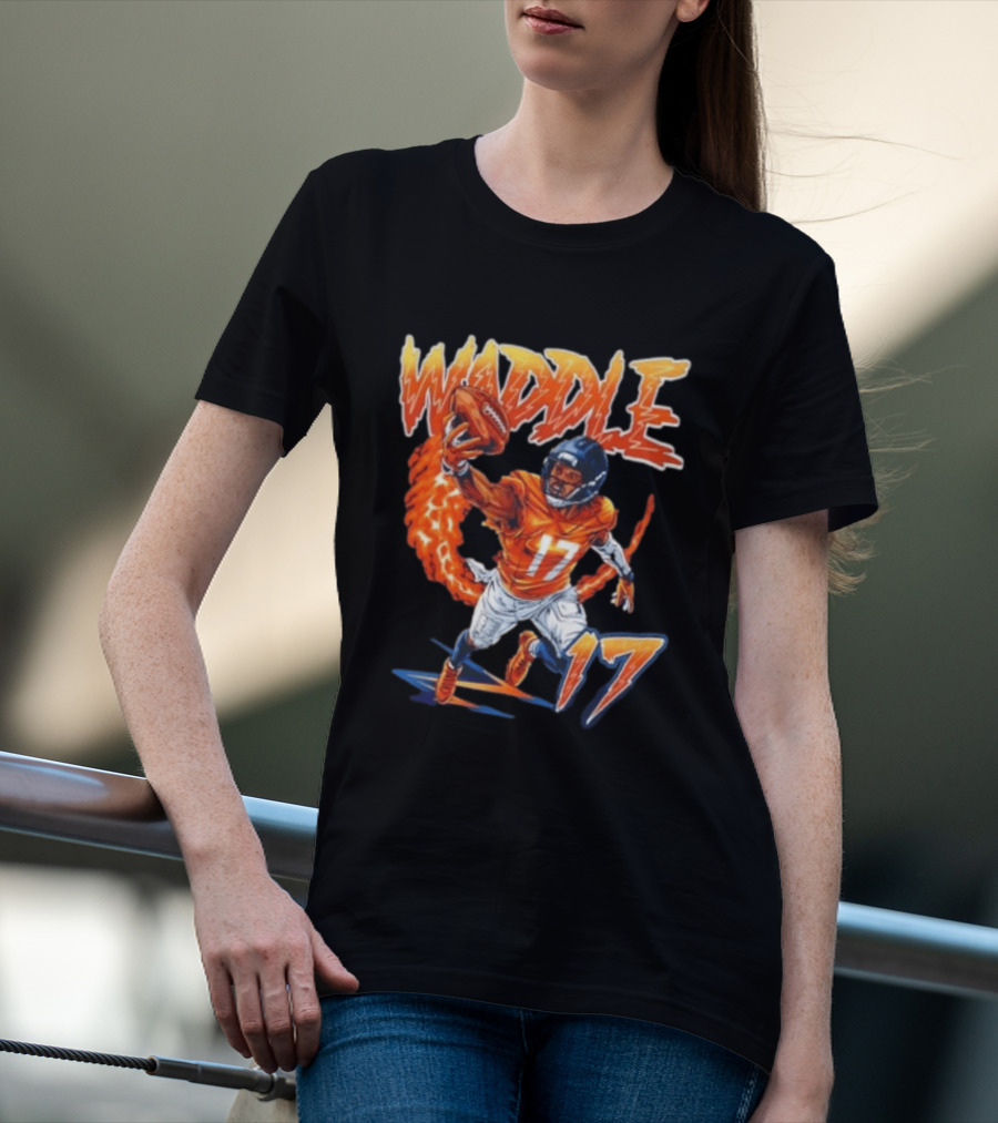 Waddle 17 Football Catch Orange And Blue Player T-Shirt