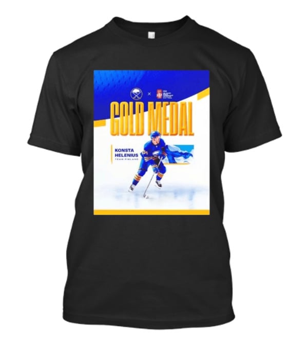 Konsta Helenius Team Finland 2023 Gold Medal Hockey T-Shirt