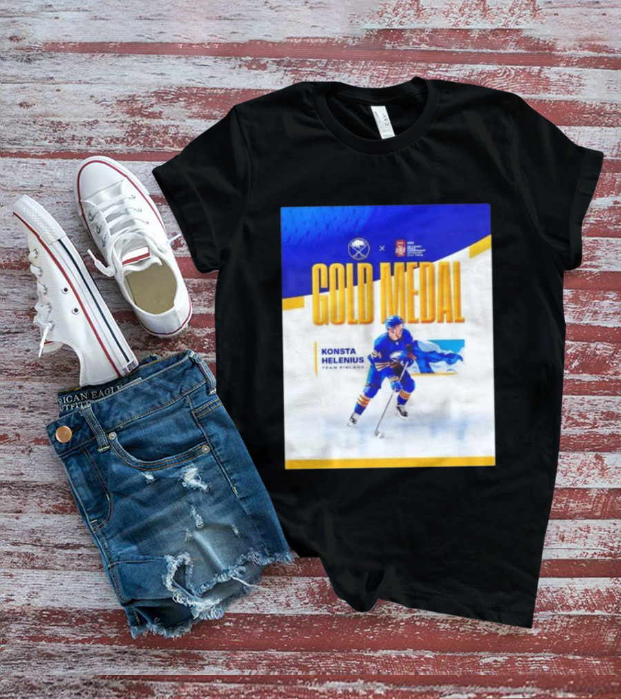Konsta Helenius Team Finland 2023 Gold Medal Hockey T-Shirt