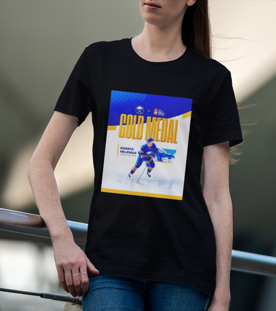 Konsta Helenius Team Finland 2023 Gold Medal Hockey T-Shirt