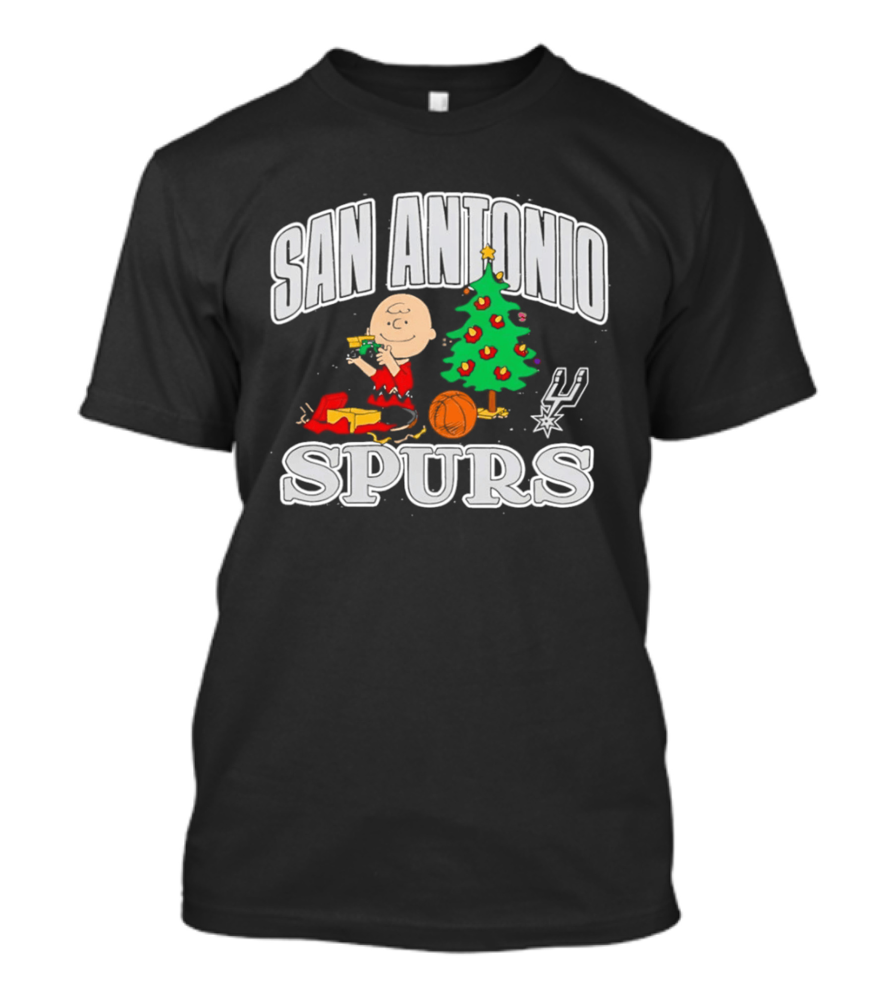 San Antonio Spurs Peanuts Charlie Brown Christmas Tree T-Shirt