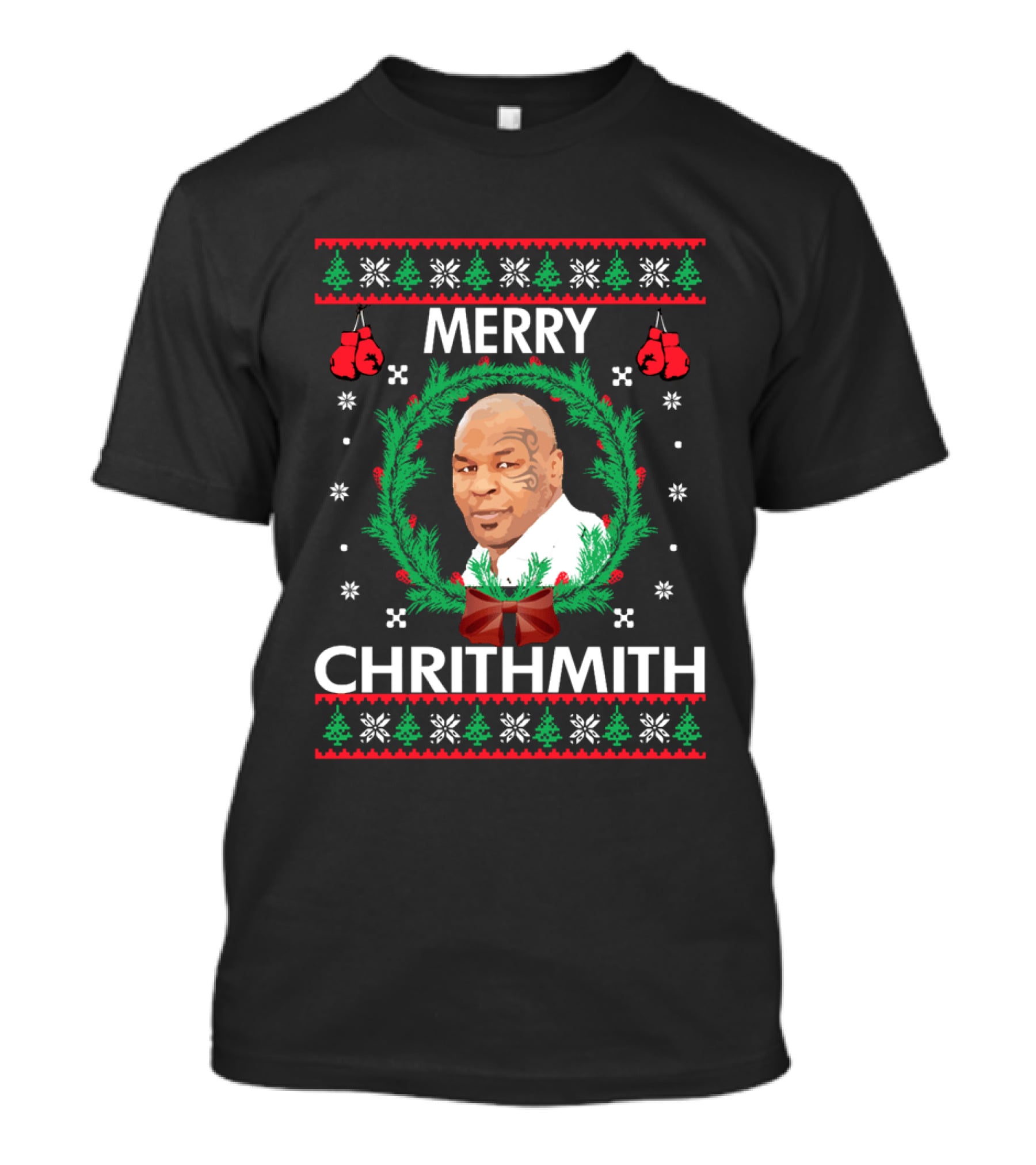 Merry Chrithmith Boxing Gloves Wreath Holiday T-Shirt