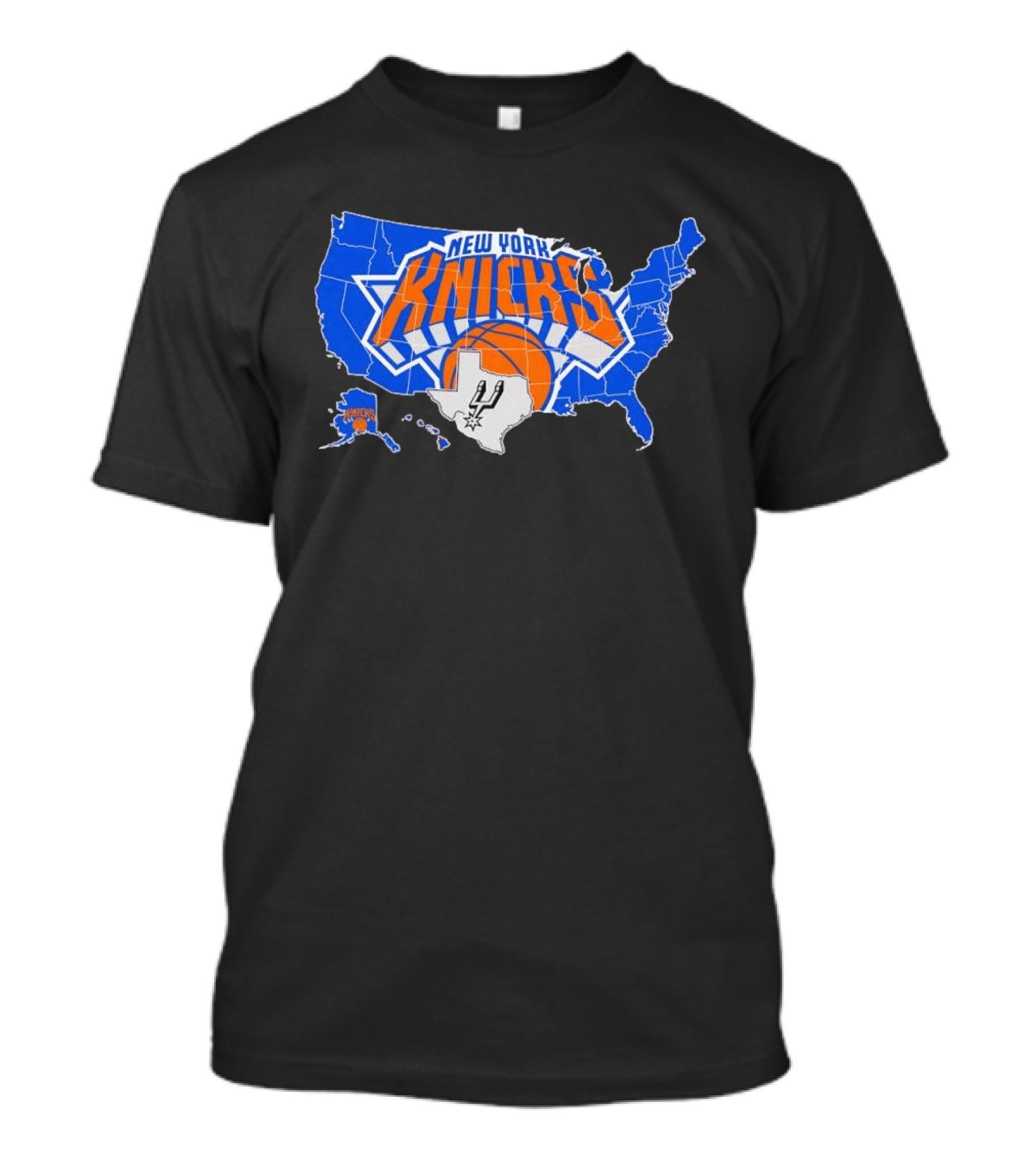 New York Knicks San Antonio Spurs USA Map T-Shirt