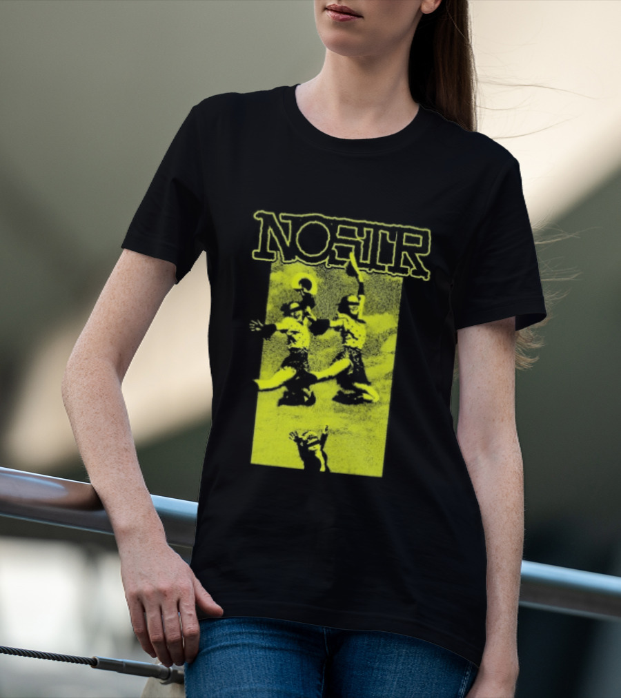 NOSTR Cheerleader Cartoon Character In Bold Font T-Shirt