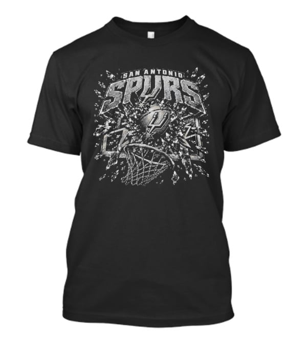 San Antonio Spurs Basketball Shattered Rim NBA T-Shirt