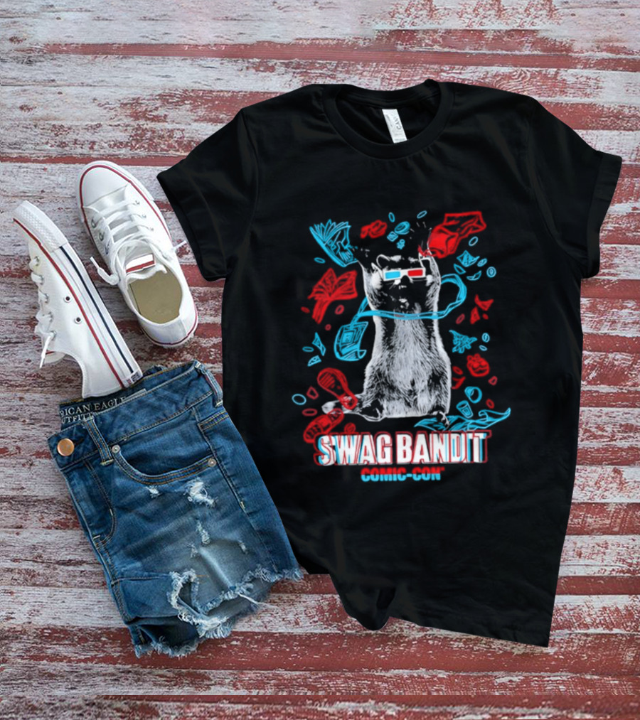 Swag Bandit Comic Con Raccoon 3D Glasses T-Shirt