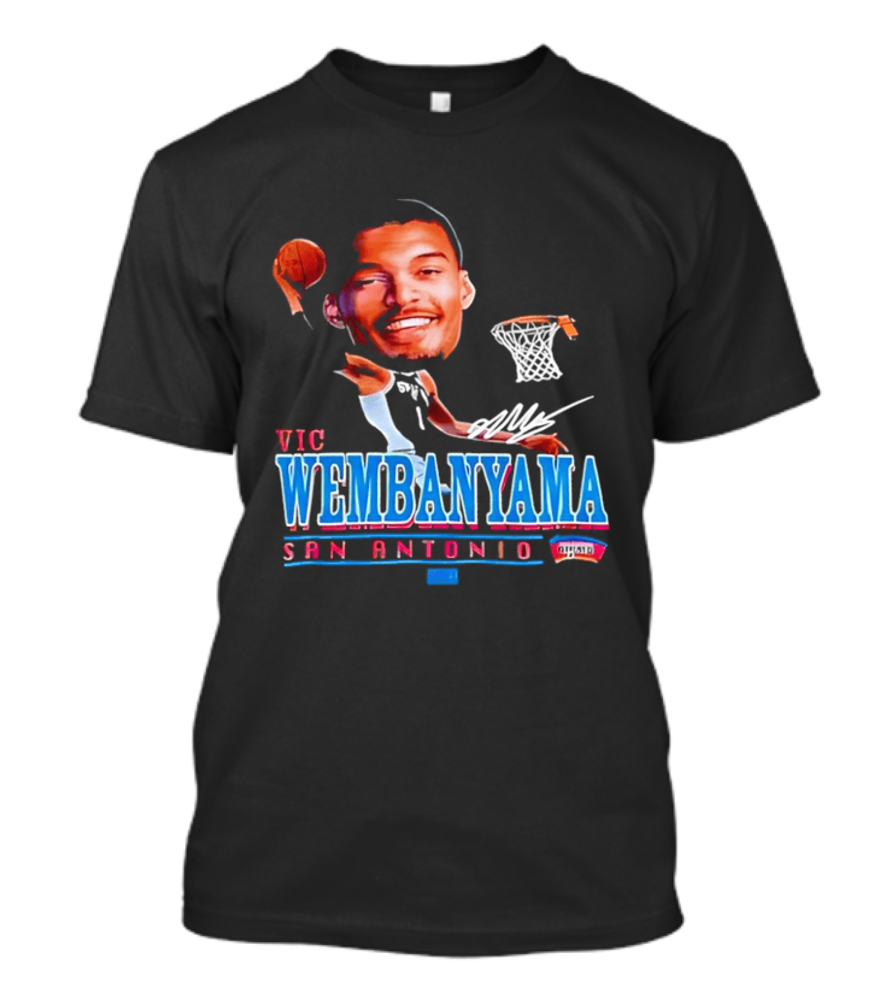 Vic Wembanyama Dunking San Antonio Spurs Autograph T-Shirt
