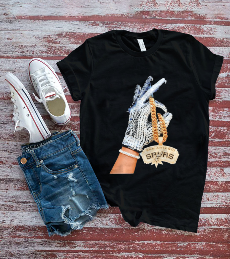 San Antonio Spurs Diamond Gold Glove And Pendant T-Shirt
