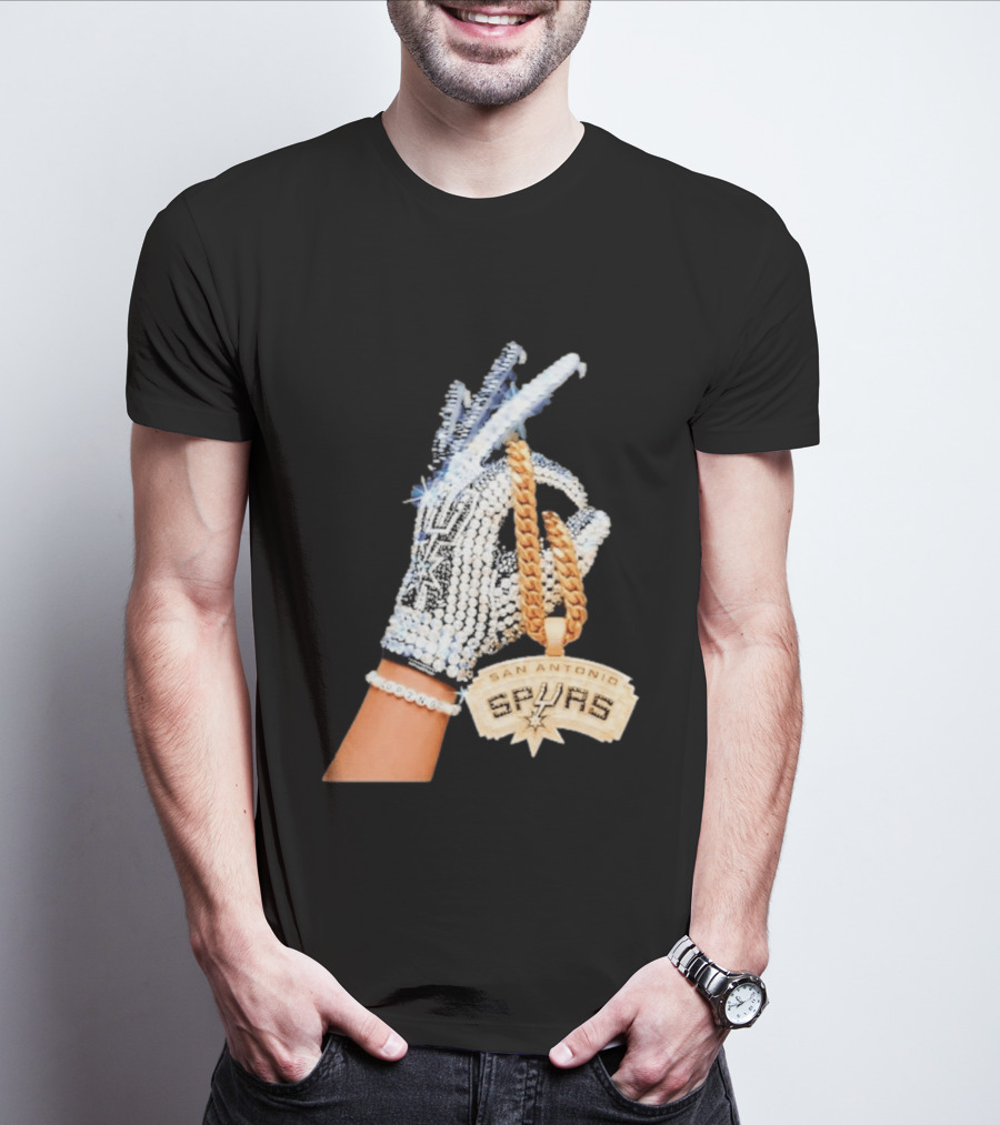 San Antonio Spurs Diamond Gold Glove And Pendant T-Shirt
