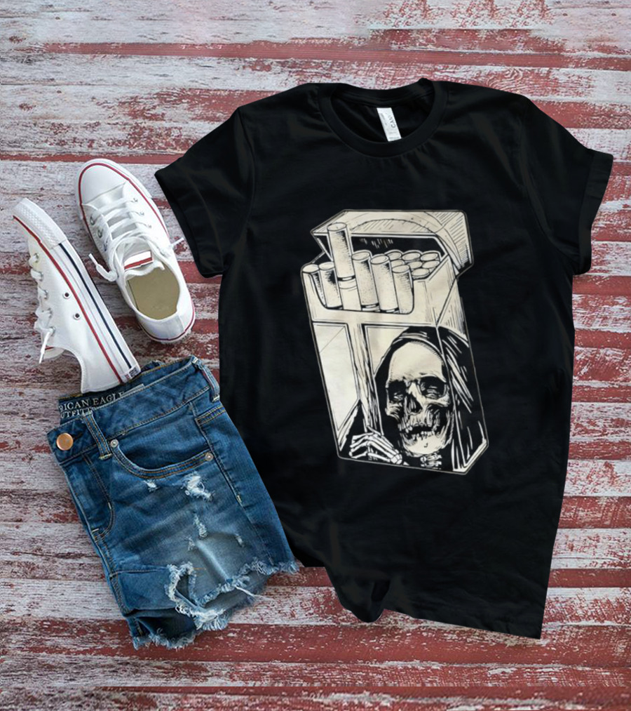 Grim Reaper Smoking Cigarette Pack T-Shirt