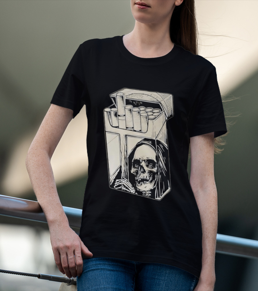 Grim Reaper Smoking Cigarette Pack T-Shirt