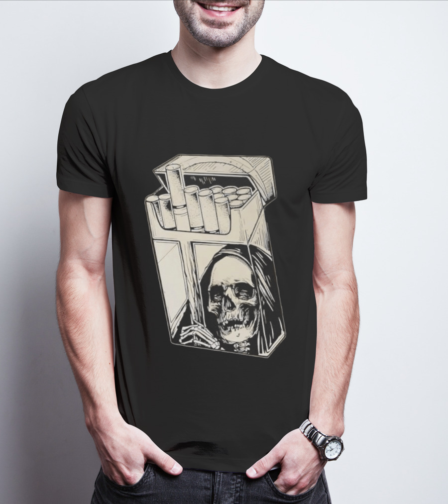 Grim Reaper Smoking Cigarette Pack T-Shirt