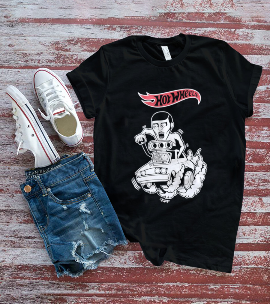 Hot Wheels Racing Car Driver Black Flame T-Shirt
