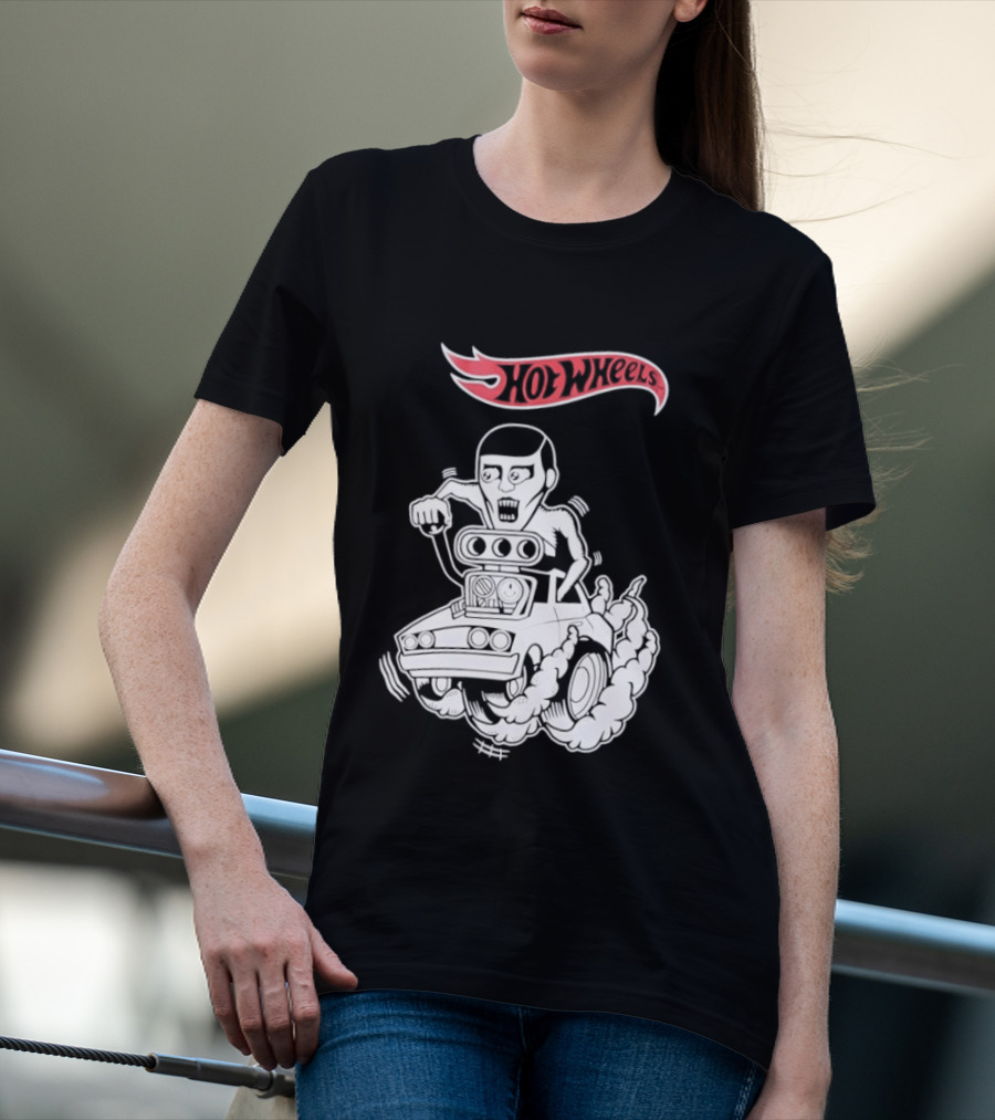 Hot Wheels Racing Car Driver Black Flame T-Shirt