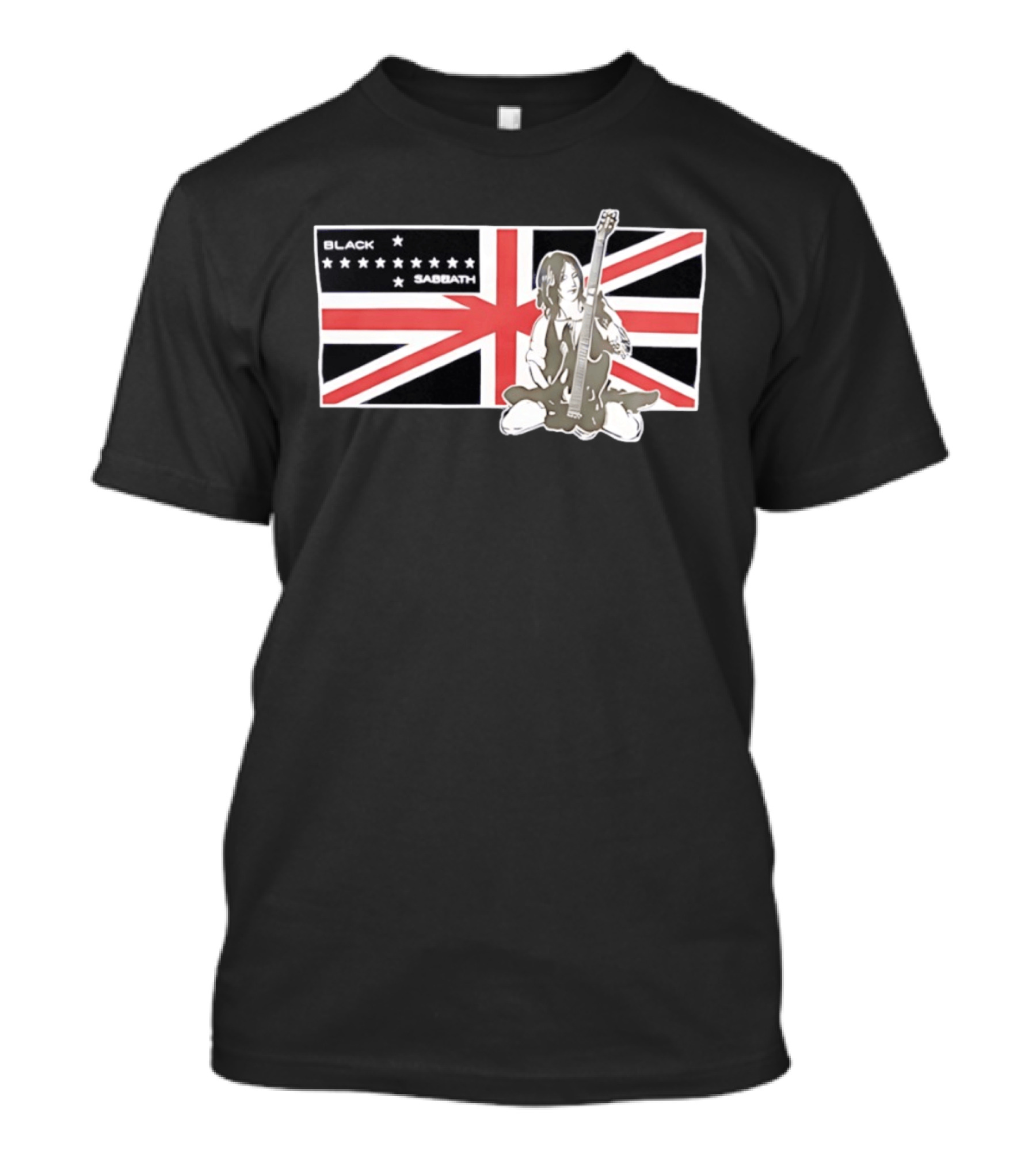 Black Sabbath Union Jack Flag With Guitarist Iconic Band T-Shirt