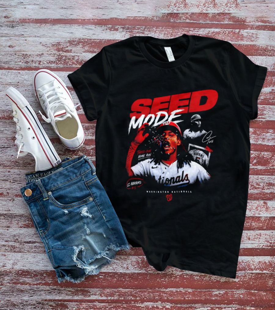 CJ Abrams Washington Nationals Seed Mode Baseball MLB Player Number 5 T-Shirt