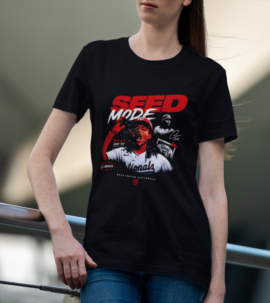 CJ Abrams Washington Nationals Seed Mode Baseball MLB Player Number 5 T-Shirt