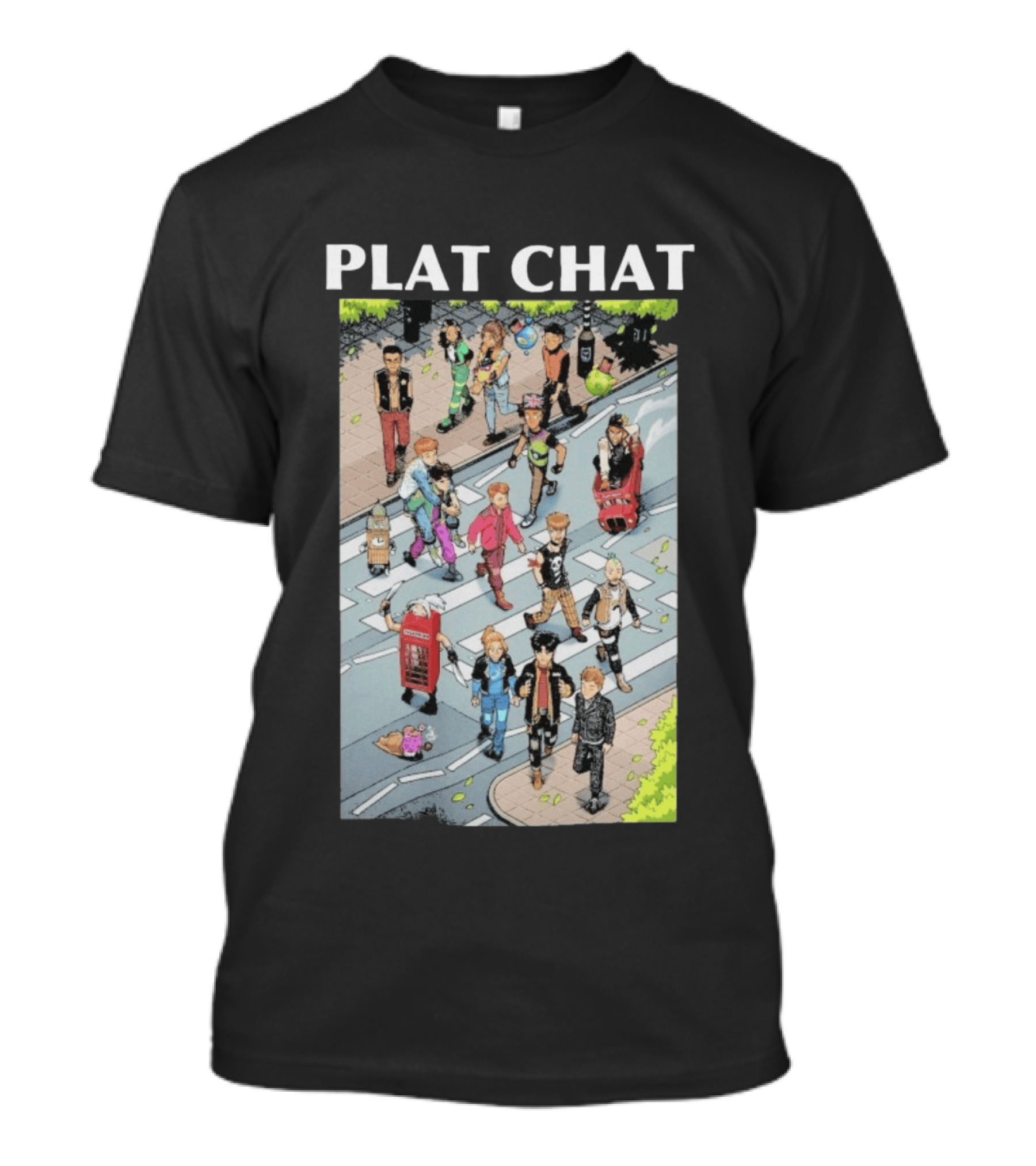 Plat Chat Abbey Road Crossover Street Scene Characters T-Shirt
