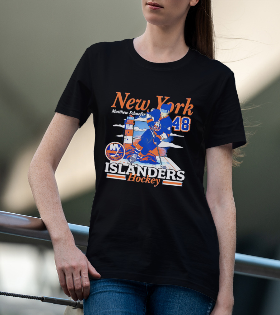 New York Islanders Matthew Schaefer 48 Hockey Team T-Shirt