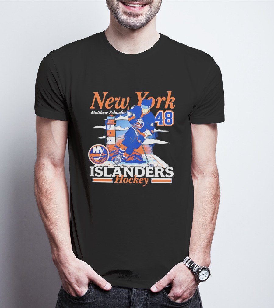 New York Islanders Matthew Schaefer 48 Hockey Team T-Shirt