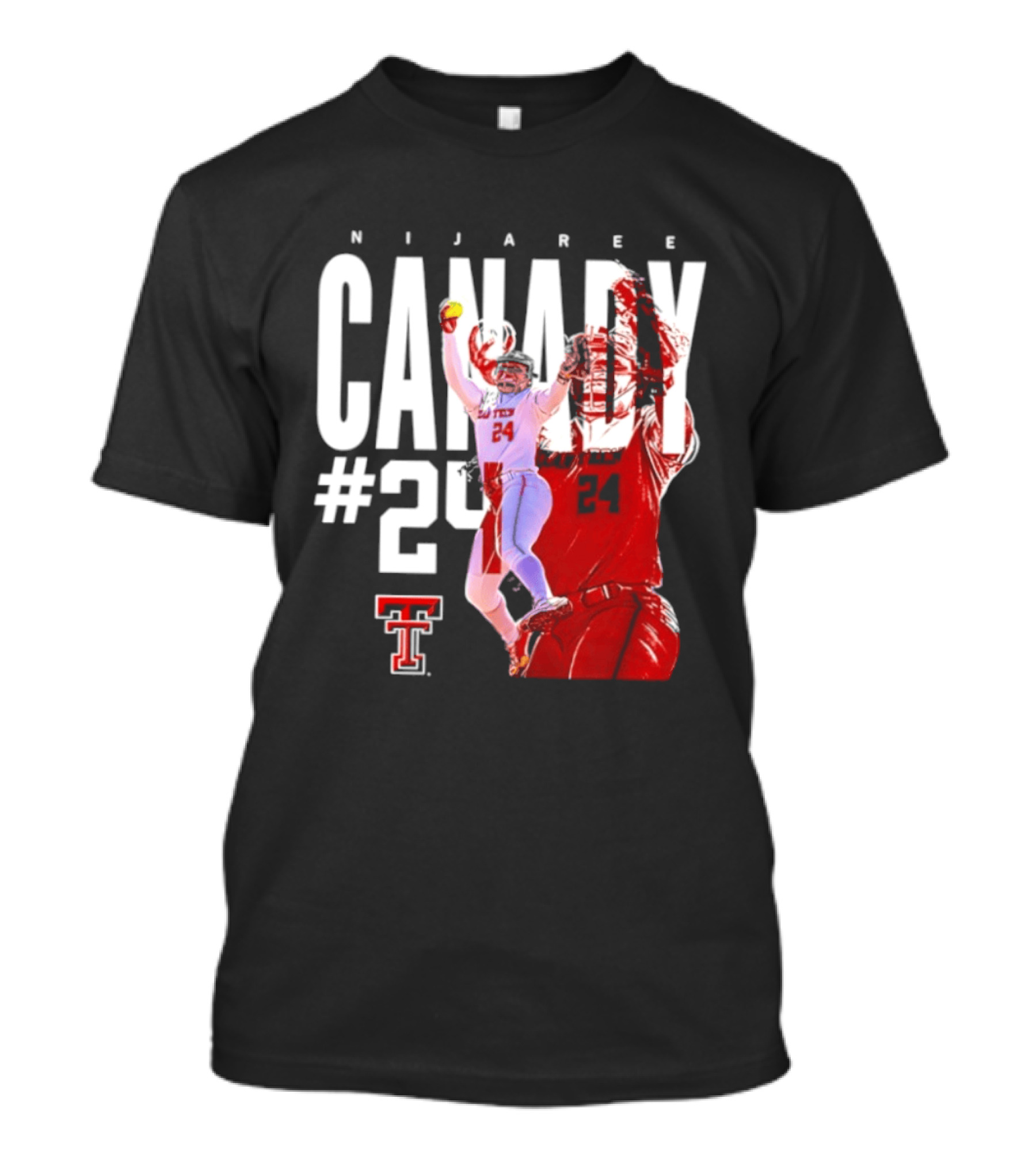NiJaree Canady 24 Texas Tech Softball Player Pose With Team T-Shirt