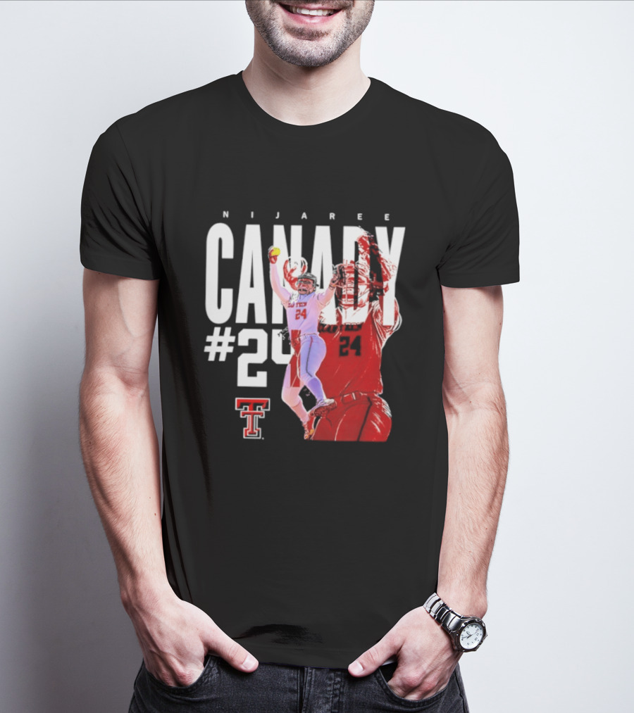 NiJaree Canady 24 Texas Tech Softball Player Pose With Team T-Shirt