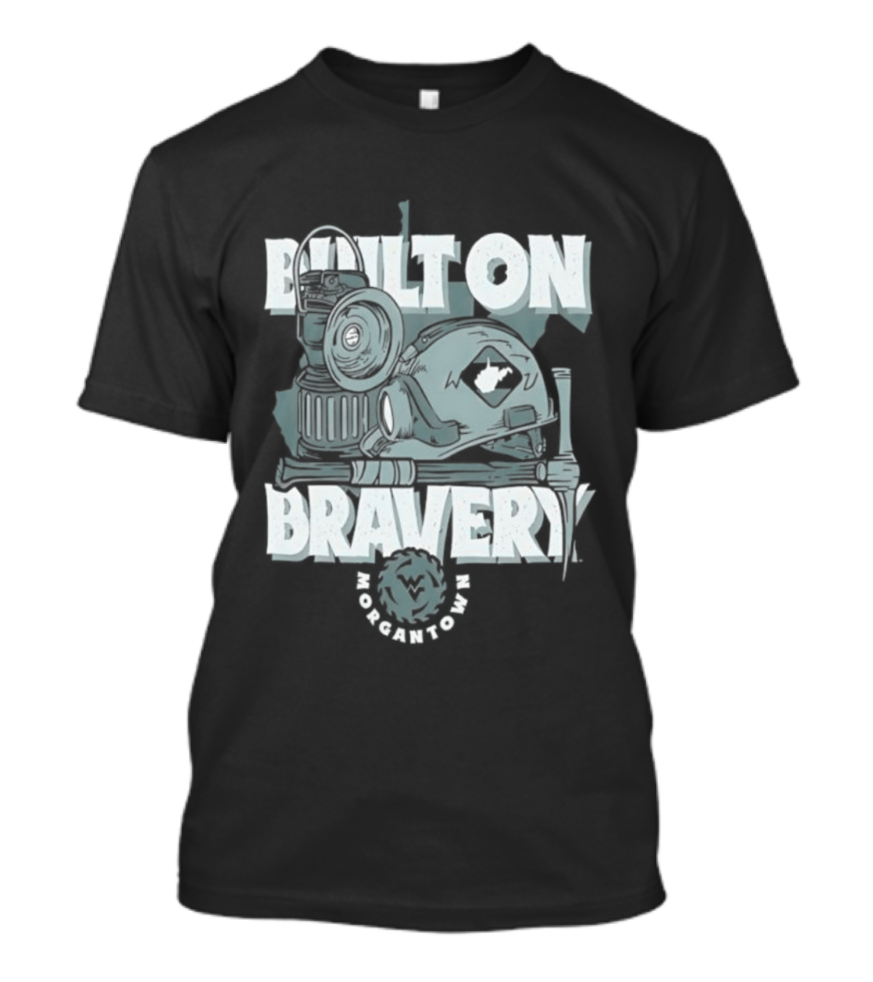 West Virginia University Mountaineers Built On Bravery Morgantown WV Mining T-Shirt