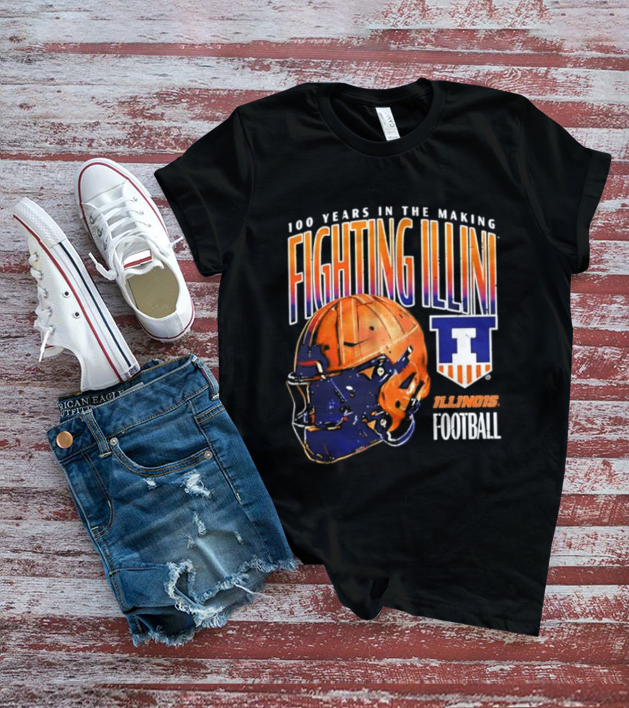 Fighting Illini 100 Years In The Making 2023 Illinois Football Helmet T-Shirt