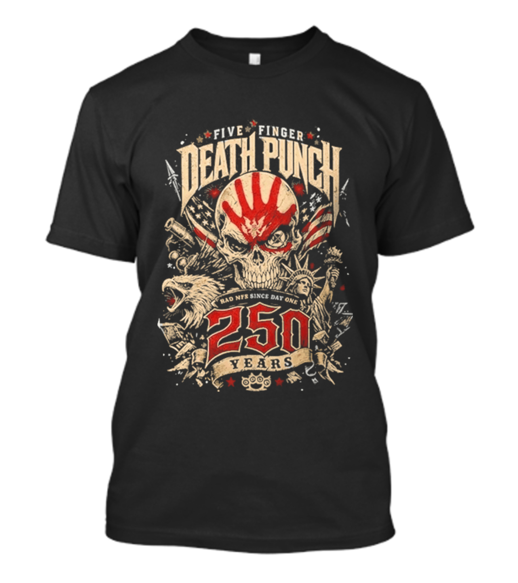 Five Finger Death Punch American Independence Day 250 Years Anniversary Skull Handprint T-Shirt