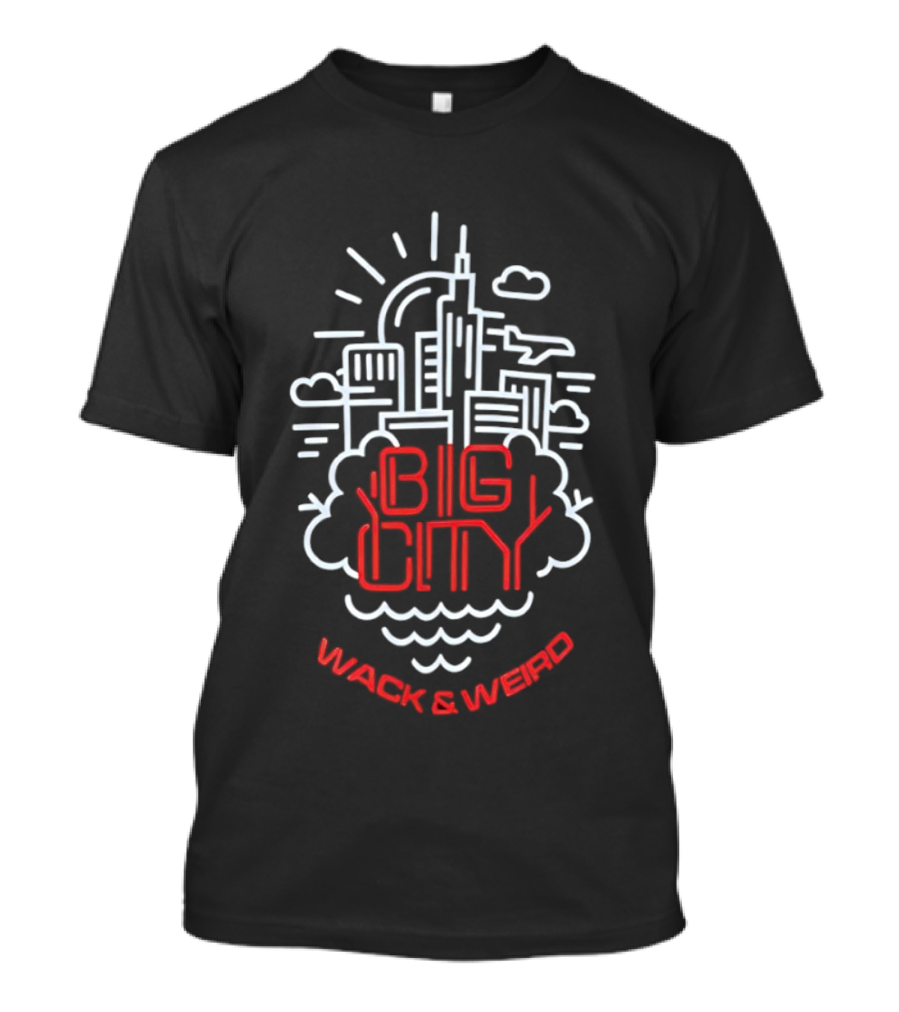 Big City Wack And Weird Urban Skyline Airplane Cloud Minimalist T-Shirt