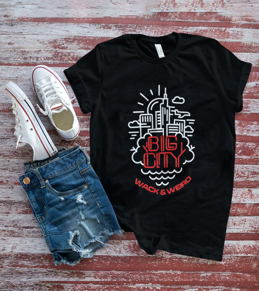 Big City Wack And Weird Urban Skyline Airplane Cloud Minimalist T-Shirt