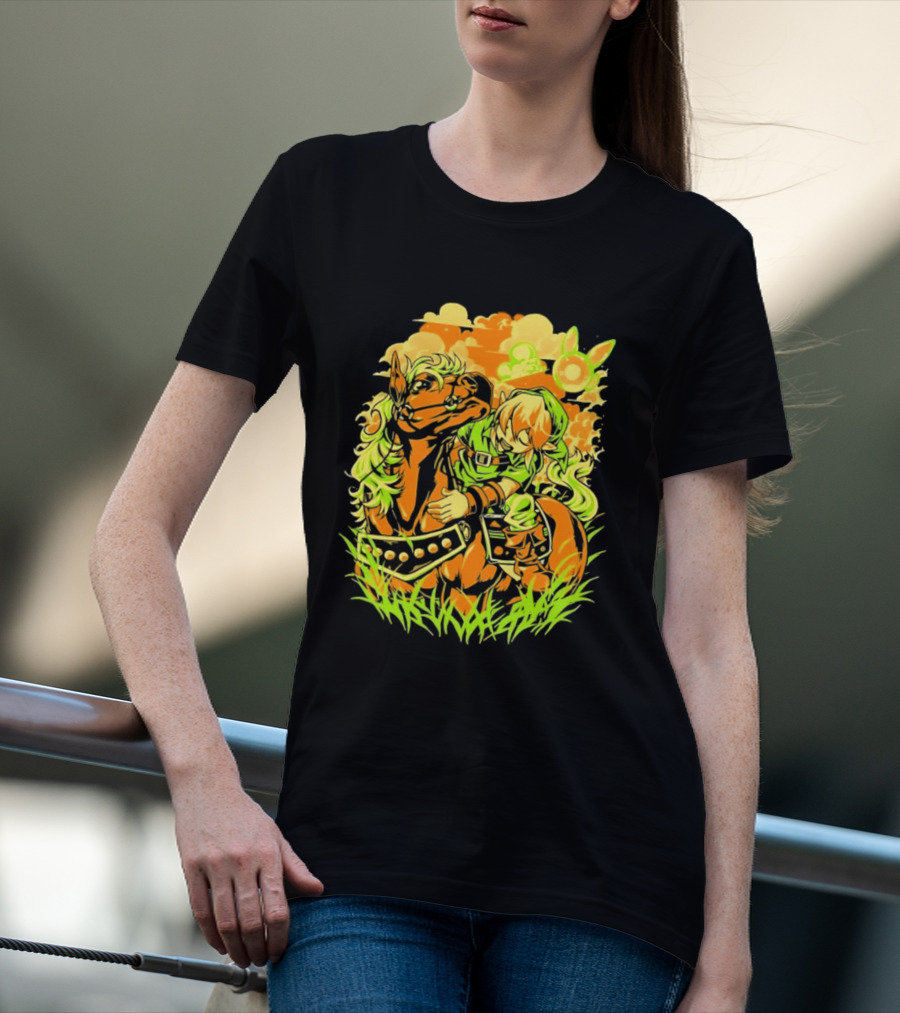 Legend Of Zelda Link And Epona Journey Through Hyrule Fields Adventure T-Shirt