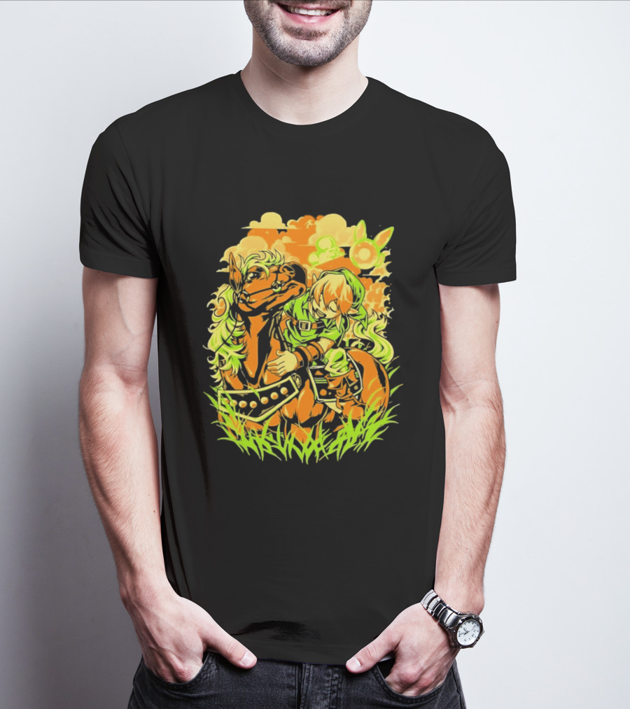 Legend Of Zelda Link And Epona Journey Through Hyrule Fields Adventure T-Shirt