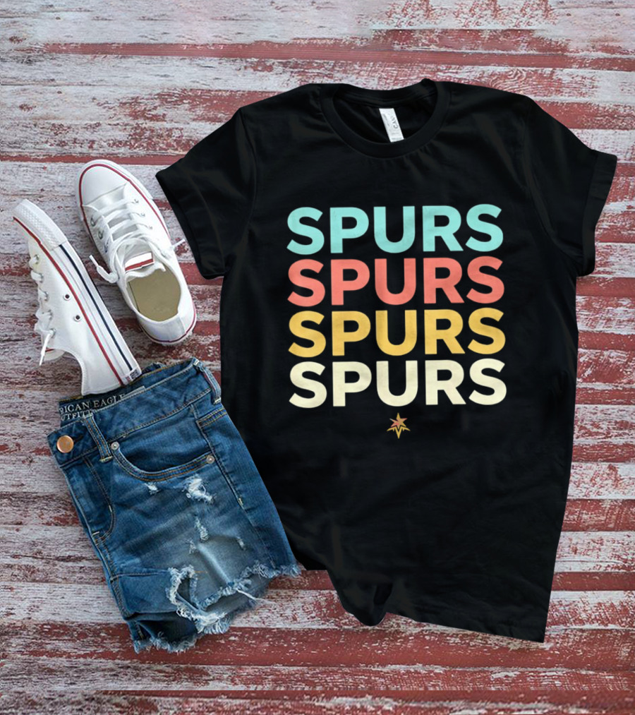 San Antonio Spurs NBA Team Colorful Logo Repetition T-Shirt