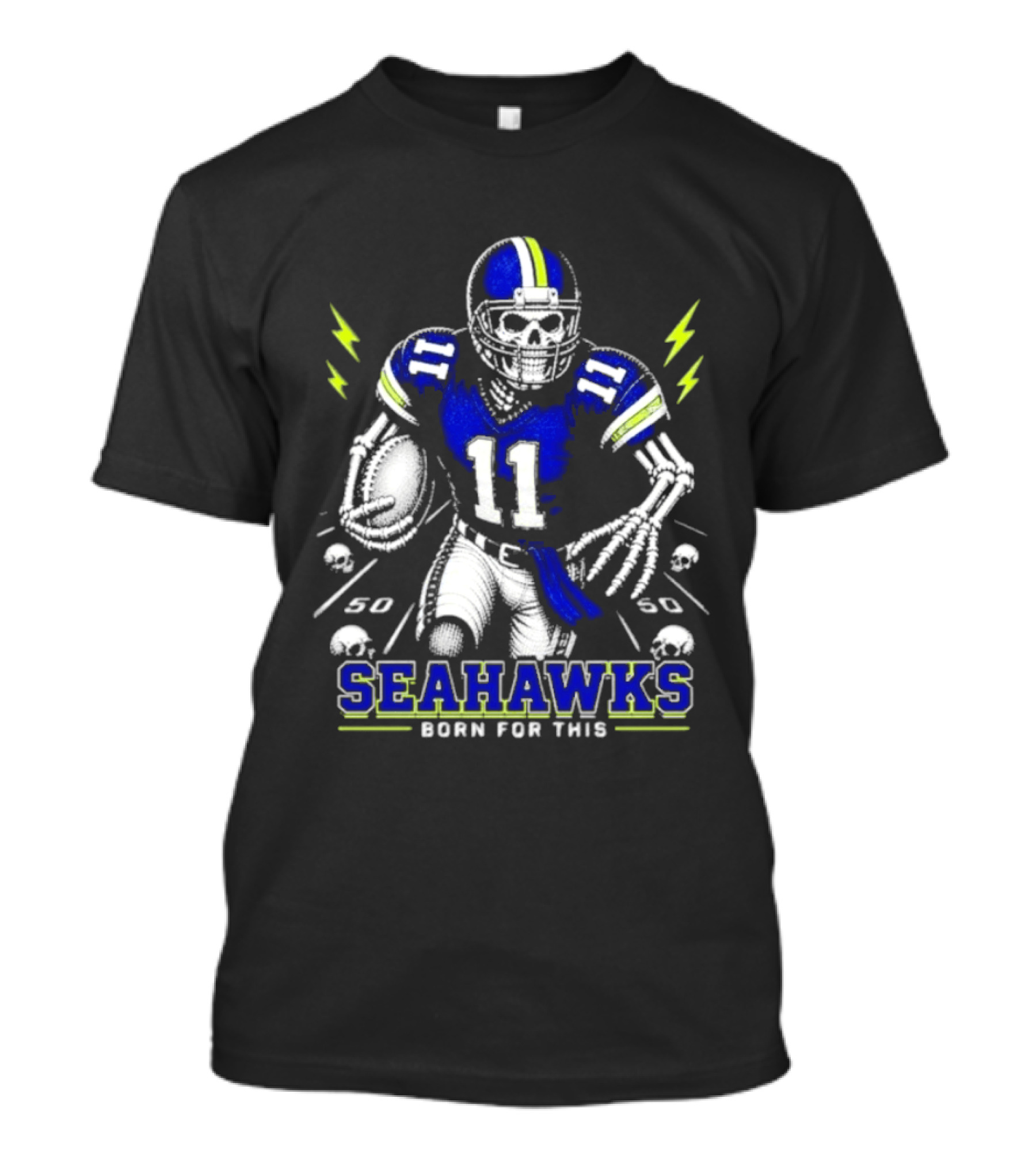 Seattle Seahawks Born For This Skeleton Football Player Team Spirit T-Shirt