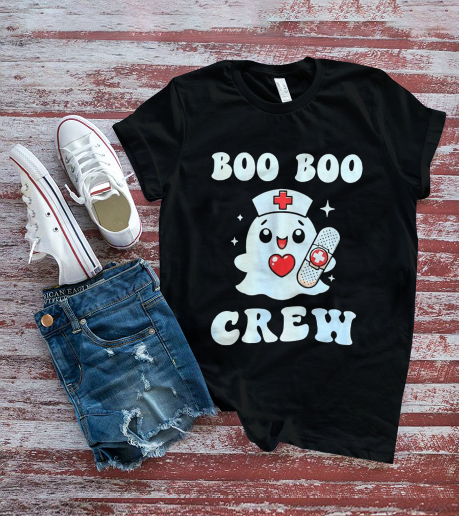 Boo Boo Crew Cute Ghost Nurse Halloween T-Shirt