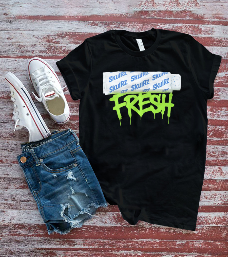 Skulrz Fresh Gum Stylized Wrapper And Green Dripping T-Shirt