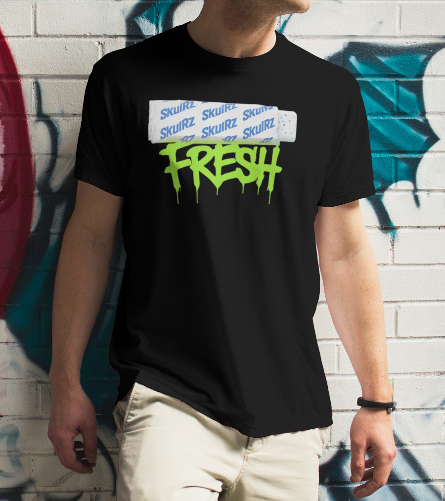 Skulrz Fresh Gum Stylized Wrapper And Green Dripping T-Shirt