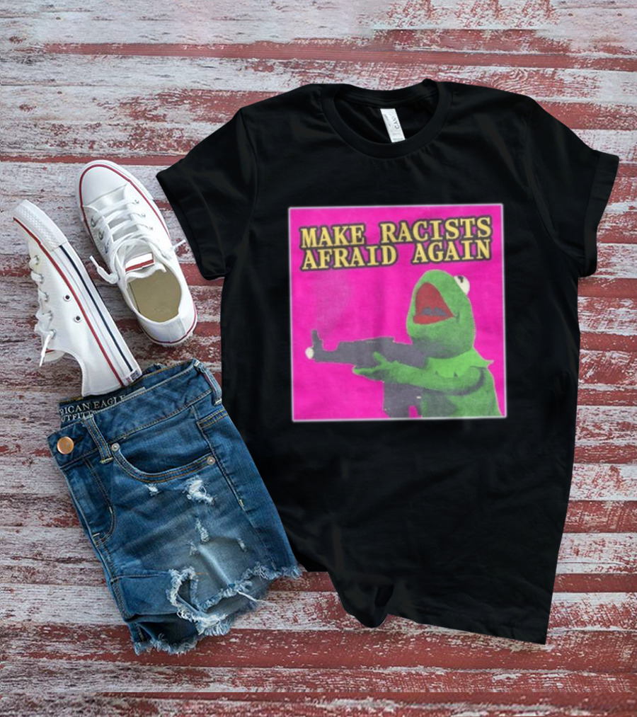 Make Racists Afraid Again Kermit Pepe Parody Pink T-Shirt