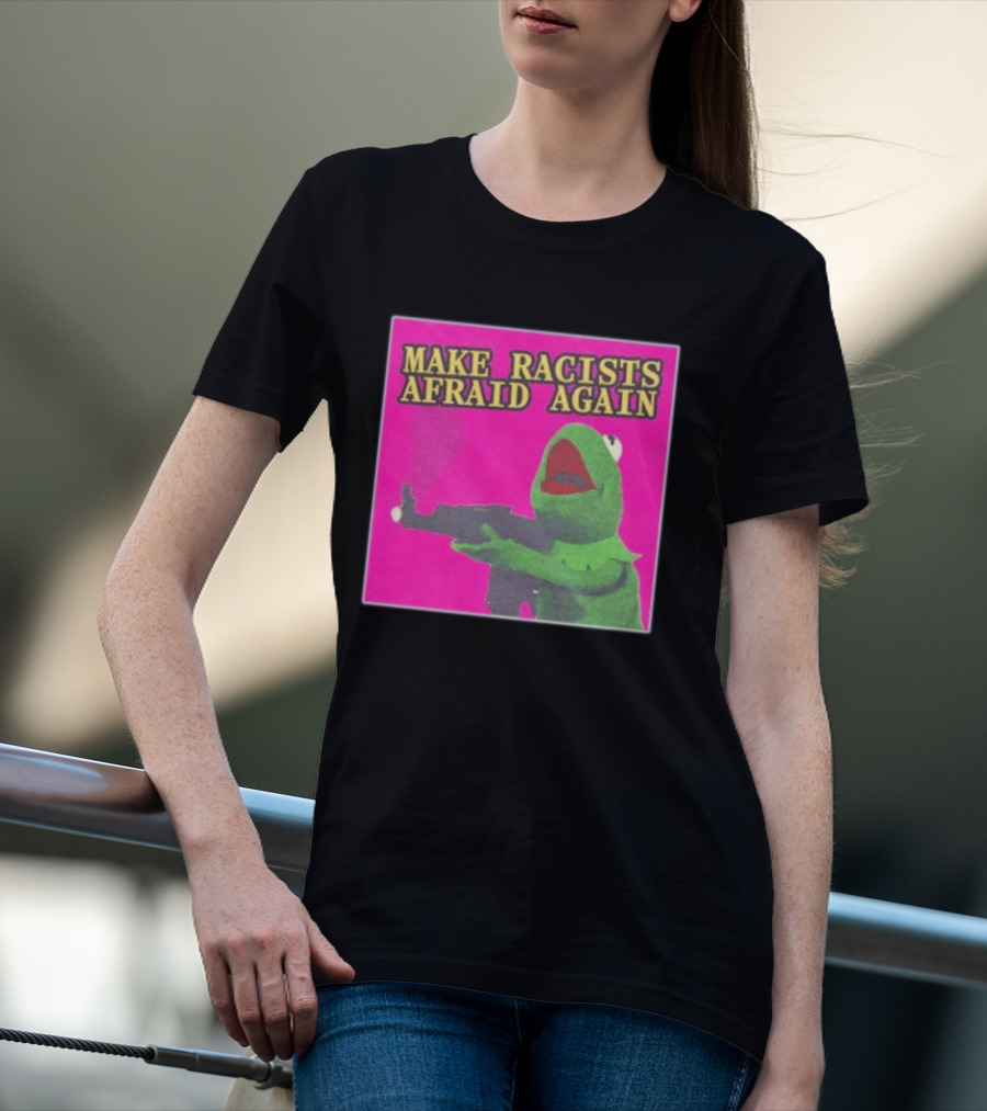 Make Racists Afraid Again Kermit Pepe Parody Pink T-Shirt