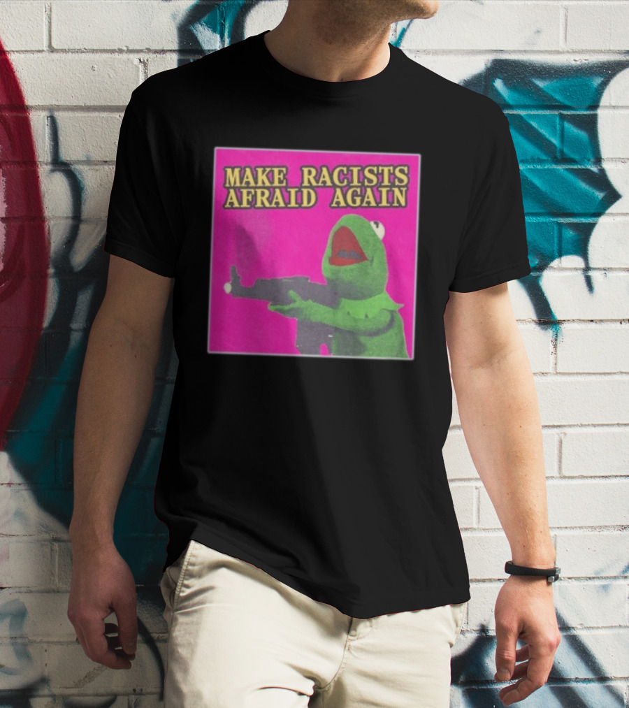 Make Racists Afraid Again Kermit Pepe Parody Pink T-Shirt