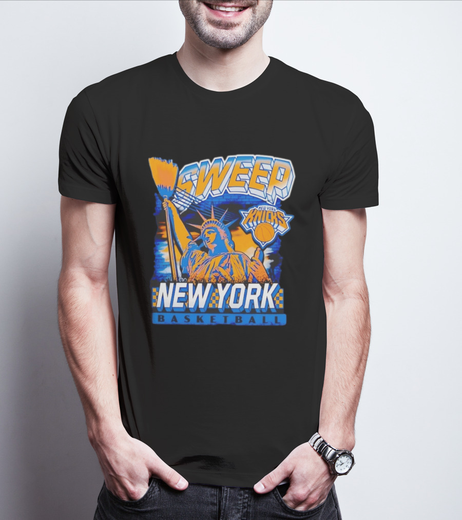 Sweep New York Knicks Basketball Statue Of Liberty T-Shirt