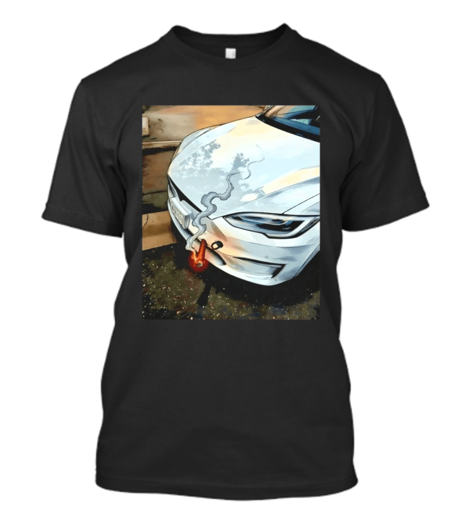 Tesla Car Smoking Light It Up T-Shirt